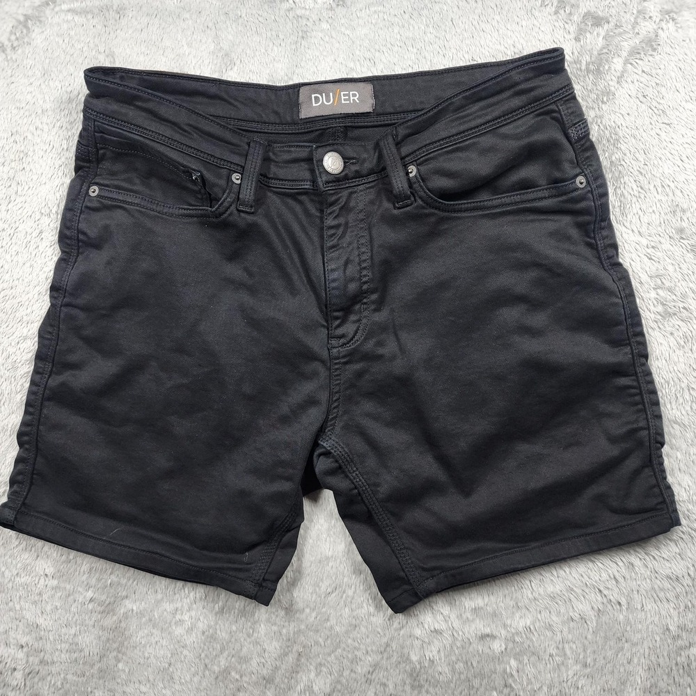 DUER Shorts Mens 33 Black Denim Chino 7" Inseam Casual Travel Summer Performance